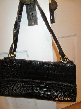 Brahmin Fern Black Metallic Convertible Satchel or Shoulder Bag New w/Tag